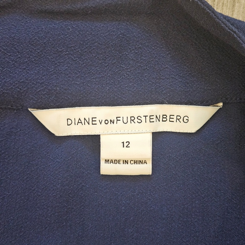 Diane von Furstenberg Dezi Jumpsuit Size 12 Navy Blue Wide Leg Dolman Minimalist - Picture 10 of 13